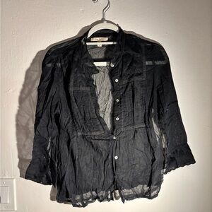 Free People Black Sheer Blouse